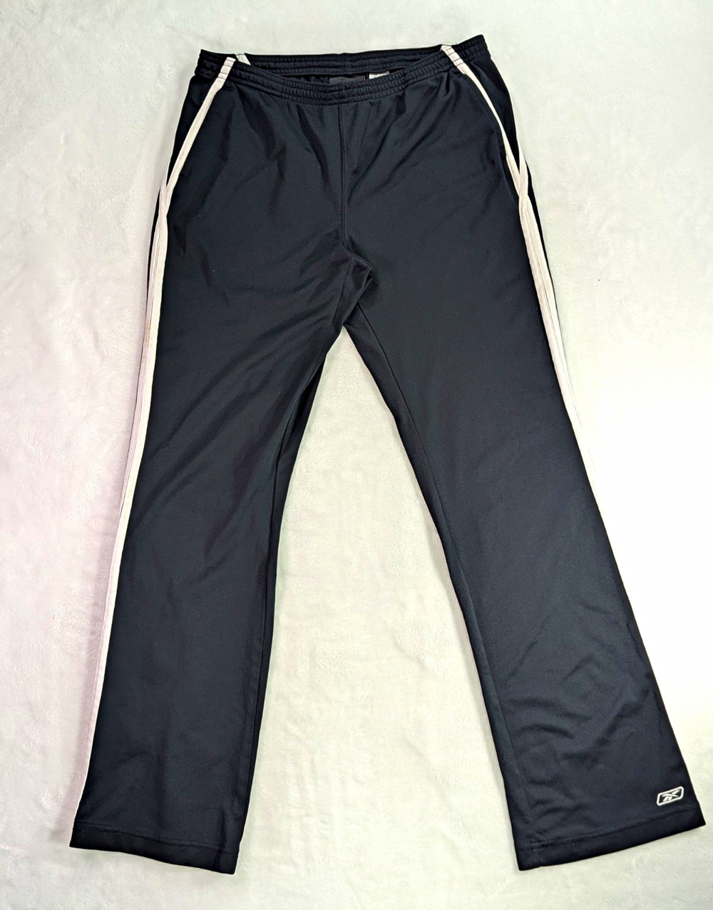 VTG 2000s Reebok RBK Womens Track Pants Small Black White Piping Y2K Athletic